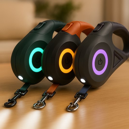 5M Automatic Retractable Dog Leash with Led Flashlight Durable Nylon Lead for Pet Dogs Adjustable Walking Running Rope