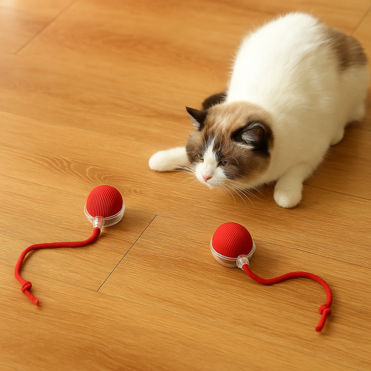 2Pcs Cat Interactive Ball Toys Automatic Rolling Ball Faux Tail Rechargeable Smart Pet Electric Toy Cat Training Imitate Mouse