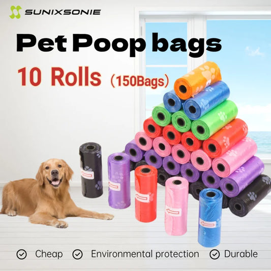 1-10 Rolls Biodegradable Pet Dog Poop Bags with Printing Outdoor Cleaning Poop Bag Pets Supplies for Dog Garbage Bag
